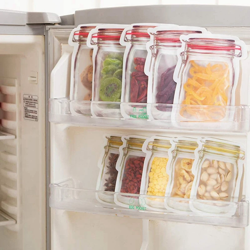 

40 Mason Jar Bags Reusable Storage Bag Leak-Proof Snack Protection Bag (S Size / Yellow, L Size / Red)