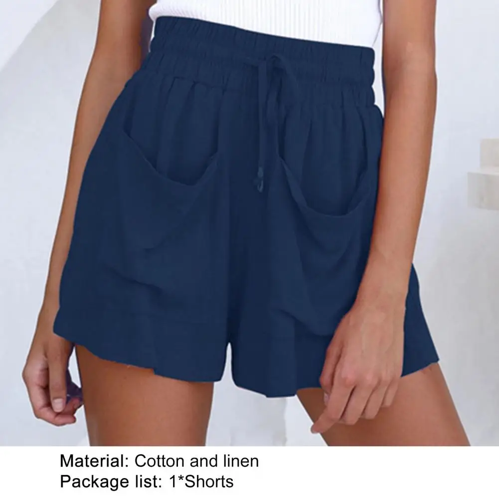 

Summer Women Shorts High Waist Wide Leg Summer comfortable Solid Color Drawstring Shorts Women Drawstring Streetwear Shorts 2021
