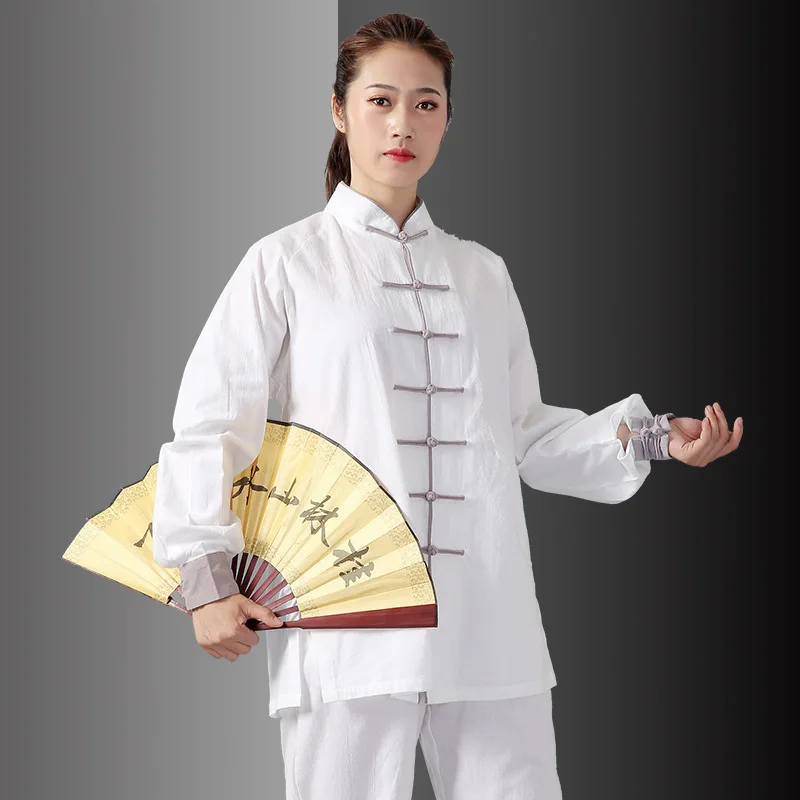 Унисекс мужская и женская одежда для занятий искусством Тай-Чи хлопковая льняная