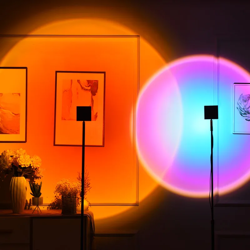 Современная светодиодная Напольная Лампа С закатом комнатный декор освещение