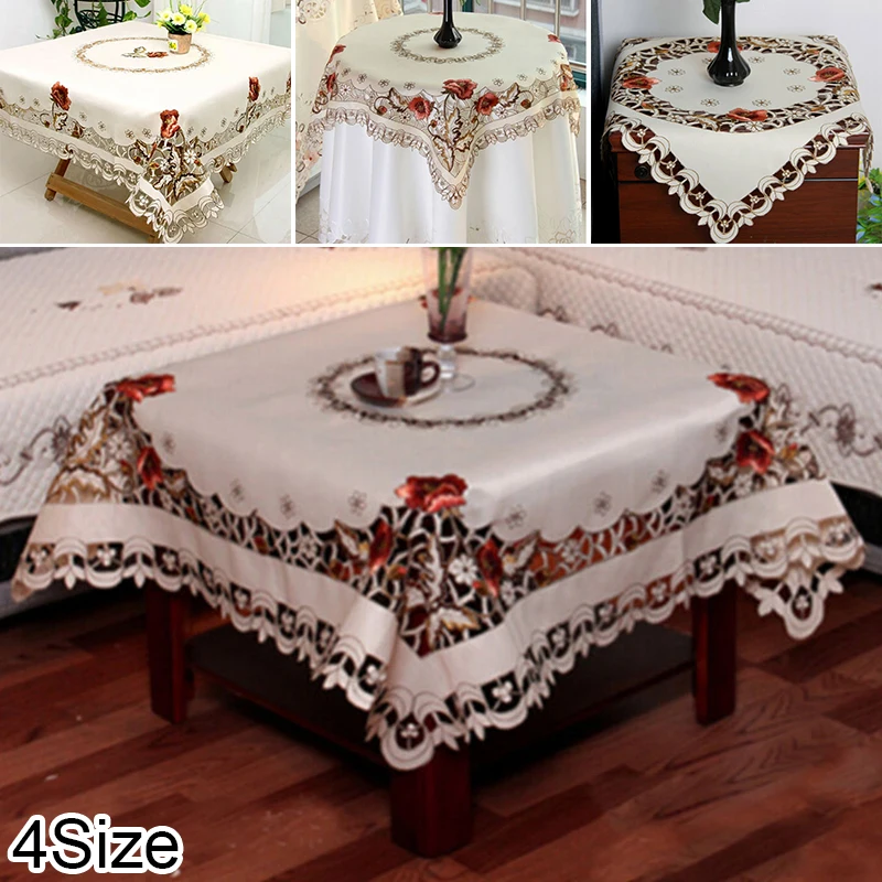 

High Quality European Pastoral Embroidery Tablecloth Fabric Embroidered Coffee Table Cloth Tapete Christmas Wedding Decoration