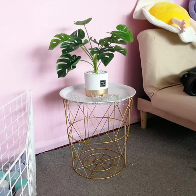Металлический металлический кофейный столик Ins в скандинавском стиле корзина