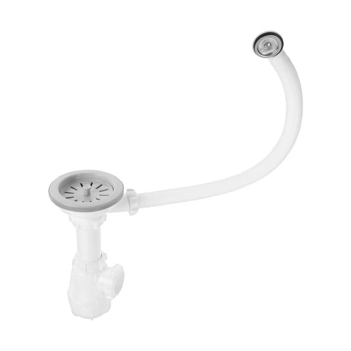 Сифон для мойки Aquant 3 1/2 х 40 мм с круглым переливом пластиковой решеткой 7102470 |