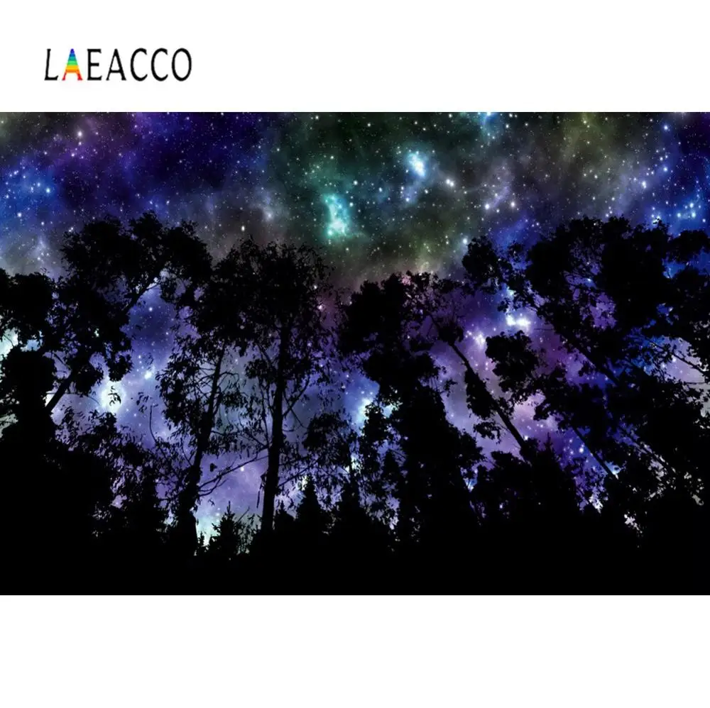 Laeacco блестящая Звезда Звездное темное Старое дерево ночь живописный узор фото