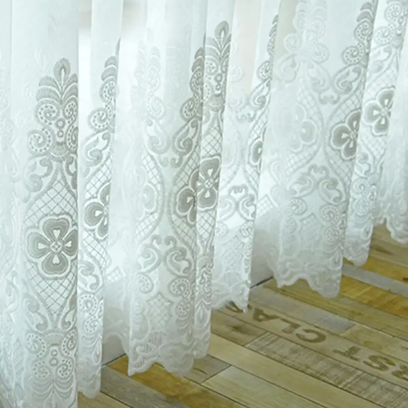 

Luxury White Lace Sheer Curtain For Living Room American Style Modern Fashion Curtain For Bedroom Balcony Tulle Drape X327#40