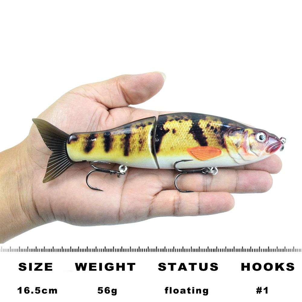 165MM 56G Hard Jointed Glide Bait Fishing Lures Floating 3D Eyes Sharp Hooks Slide Swimbait For Piceus Bass Herring Soft Tail