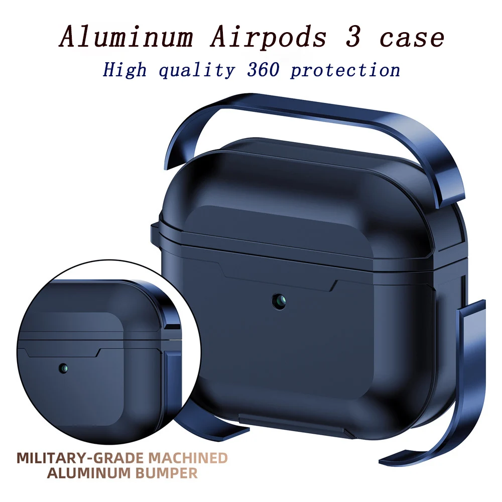 

High quality Military aluminum bumper Earphone Case for Airpods1 2 pro Apple full Protect Anti-fall earset Cover for Airpods 3