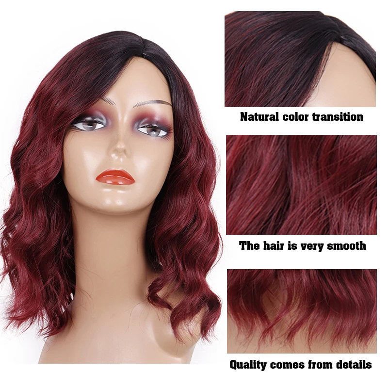 LINGHANG синтетические Короткие парики красный волнистый парик термостойкие волосы