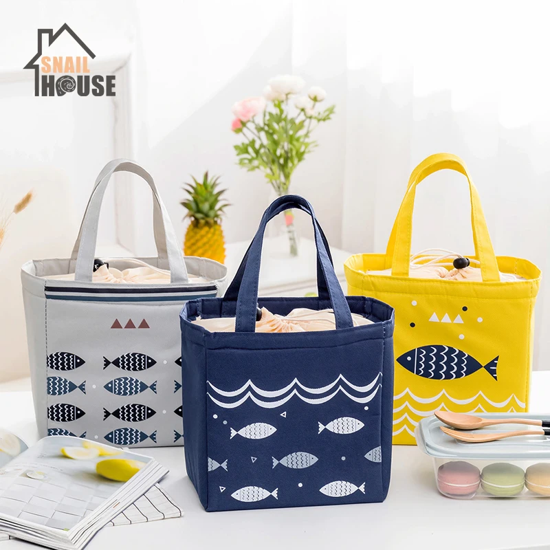 Изолированная сумка для обеда с милым мультипликационным рисунком студенческие