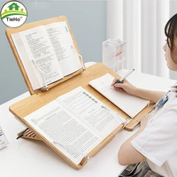 tieho bamboo desktop bookshelf book holder for student learning writing reading portable folding study desk table