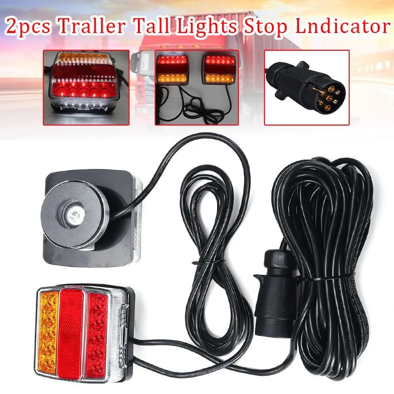 

Pair 12V Magnetic LED Truck Tail Light for Trailer Caravans Campers ATV Boat Rear License plate Light Warning Brake Lamp Signal