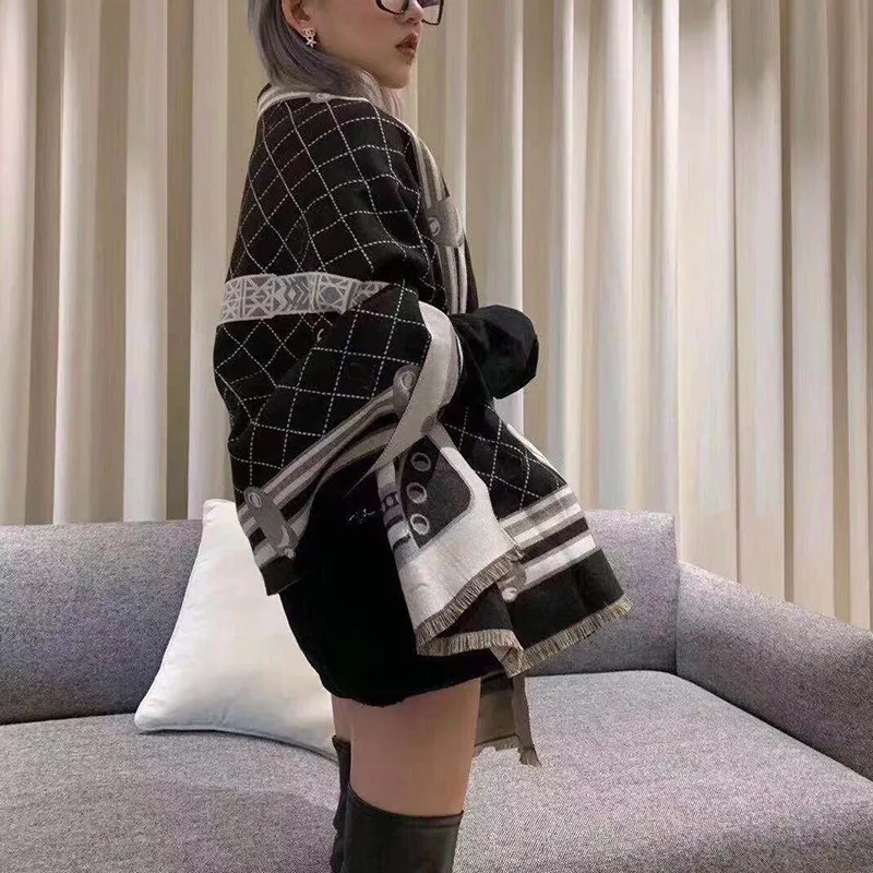 Роскошный брендовый шарф одеяло для женщин рождественский подарок кашемировый с