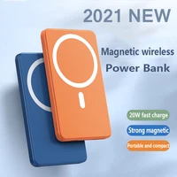 2021 portable 10000mah magnetic wireless charger mini power bank mobile phone external battery for iphone12 13 15w fast charger