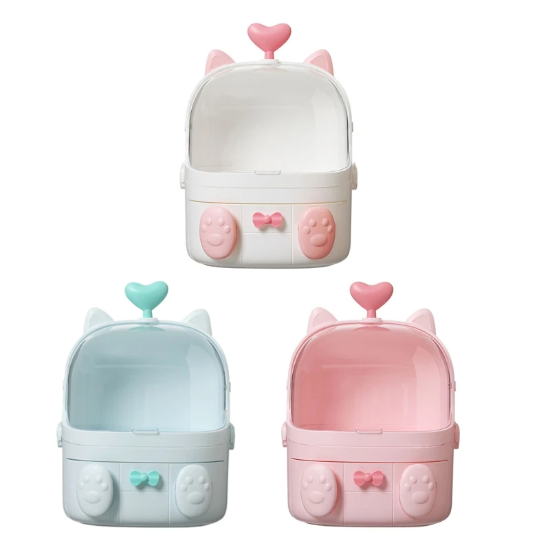 

Cat shaped plastic Cosmetic Case Cosmetic Case Cosmetic Case tabletop sundries case tape handle