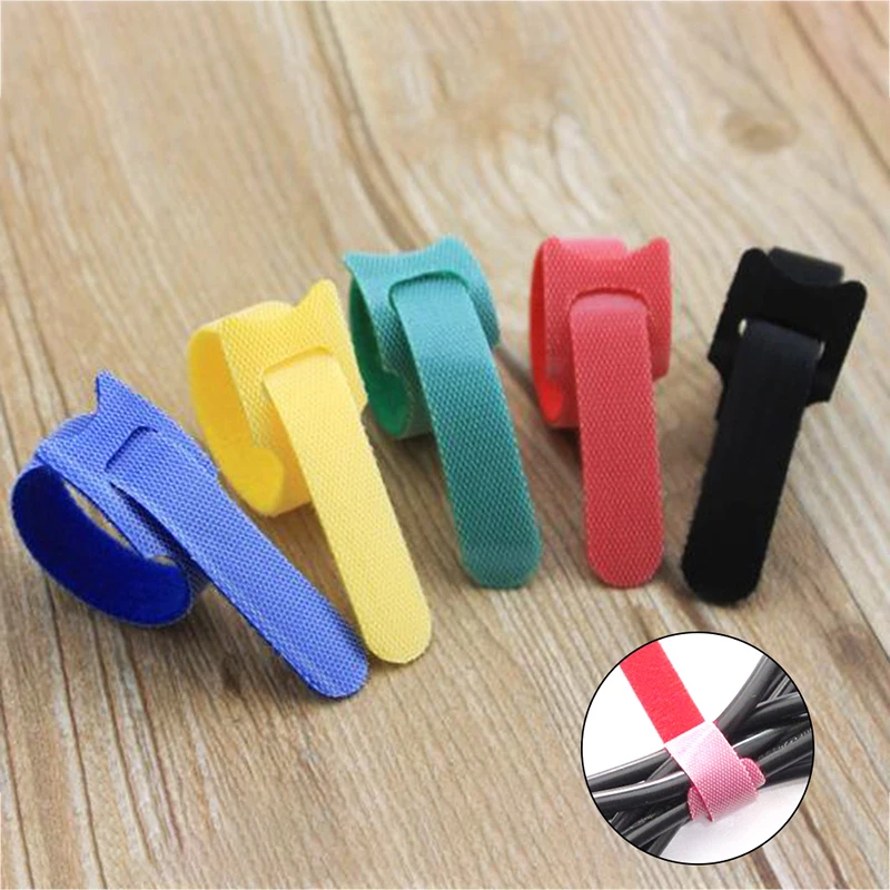 

50pcs Reusable nylon Cable Ties Hook and Loop Cable Tie with Eyelet Hole Cables organizer Hook loop sticky straps