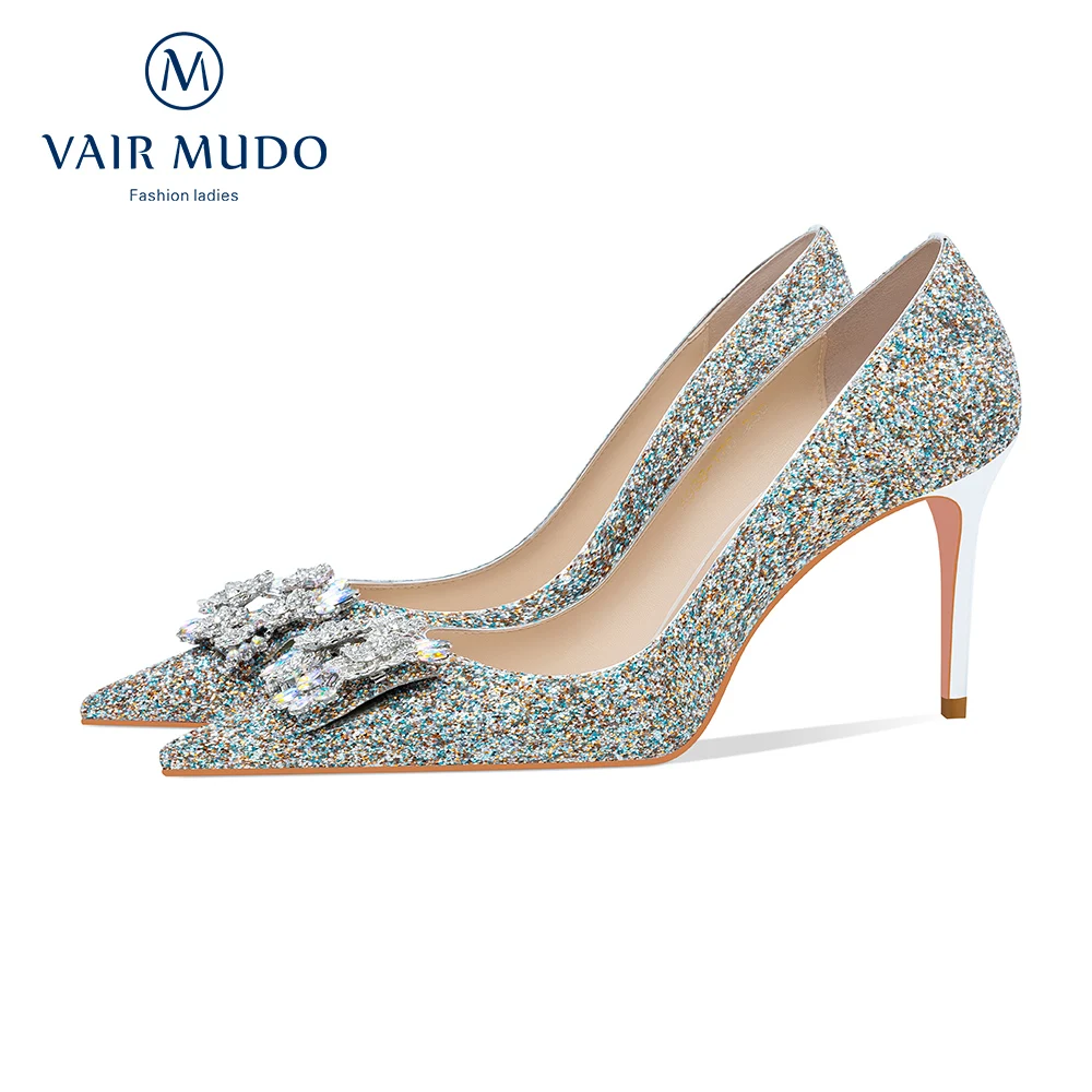 

VAIR MUDO Ankle Women Pumps Shoes High Heels Elegant Romantic Wedding Shoes Banquet Matchinge Part Pointed Toe Fashion Shoes 004