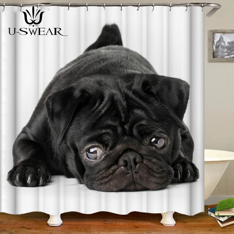 Водонепроницаемая ванная завеса с забавным и милым принтом домашних животных, набор для ванной комнаты.