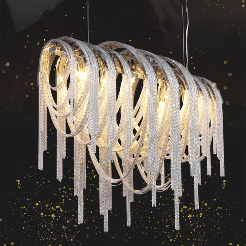 

Пост-модерн арт-деко Е14 светодиодные подвесные светильники для столовой Золотой/Хромированный подвесной светильник с кисточками Внутренн...