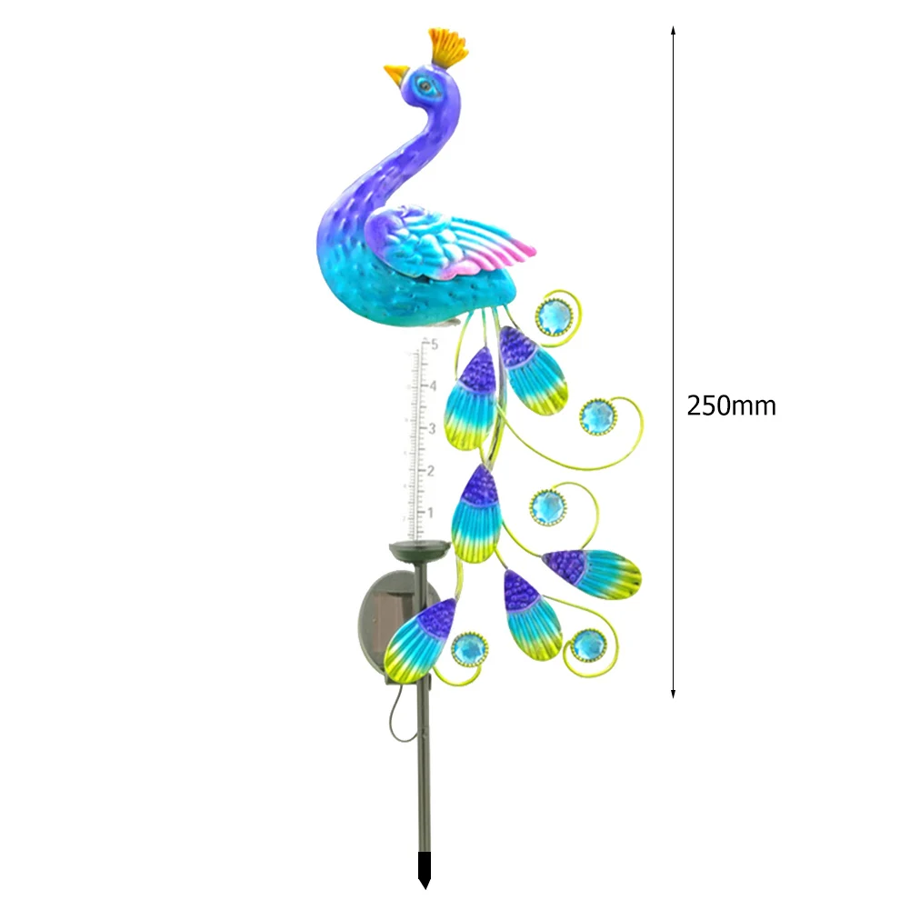 

Retro Solar Peacock Light Rain Gauge Lawn Lamp Iron Art Lights Colorful Animal Shape Outdoor Decoration For Garden Pathway Yarde