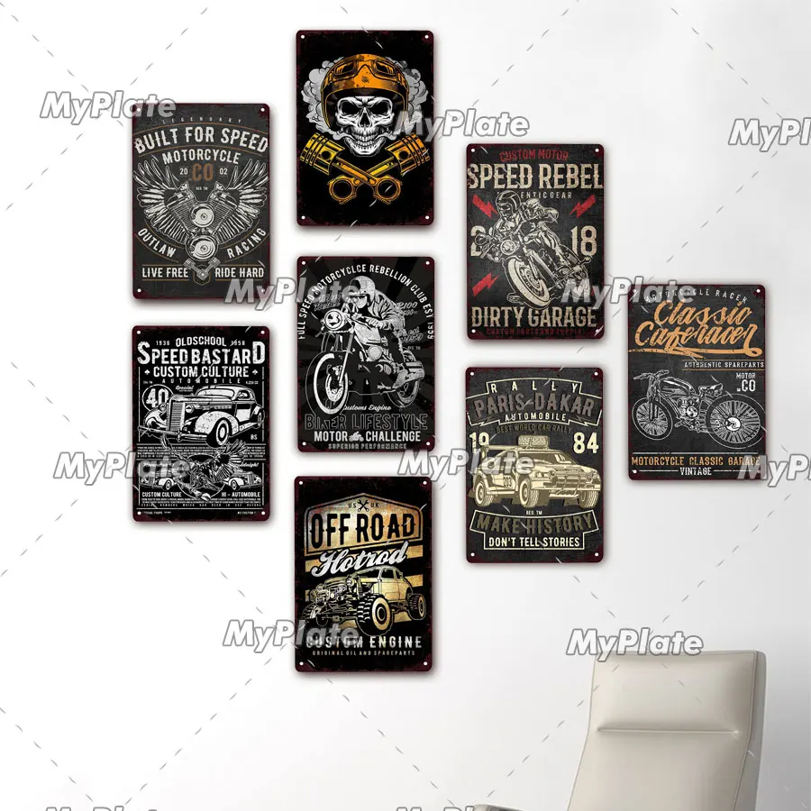 Скорость мотоцикл металлический знак Винтаж Жестяная Табличка с надписью