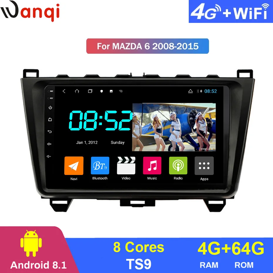 Android 8 1 автомобильный DVD 1din мультимедийная система Navi для Mazda 6 Rui wing 2008 2015