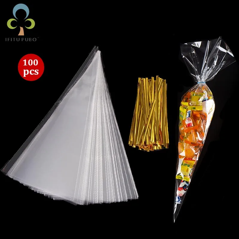 100 шт. треугольная сумка для конфет самоклеящаяся печенья Подарочная на День