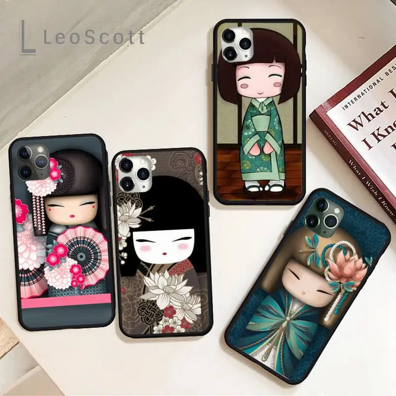 

kokeshi coloring Phone Case for iPhone 11 12 pro XS MAX 8 7 6 6S Plus X 5S SE 2020 XR Soft Silicone Shell Cover Funda