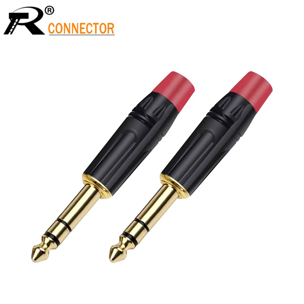 

10 шт. позолоченный провод разъем 6,35 мм разъем Conector гладкий черный микрофон аудио стерео разъем в сборе Бесплатная припой