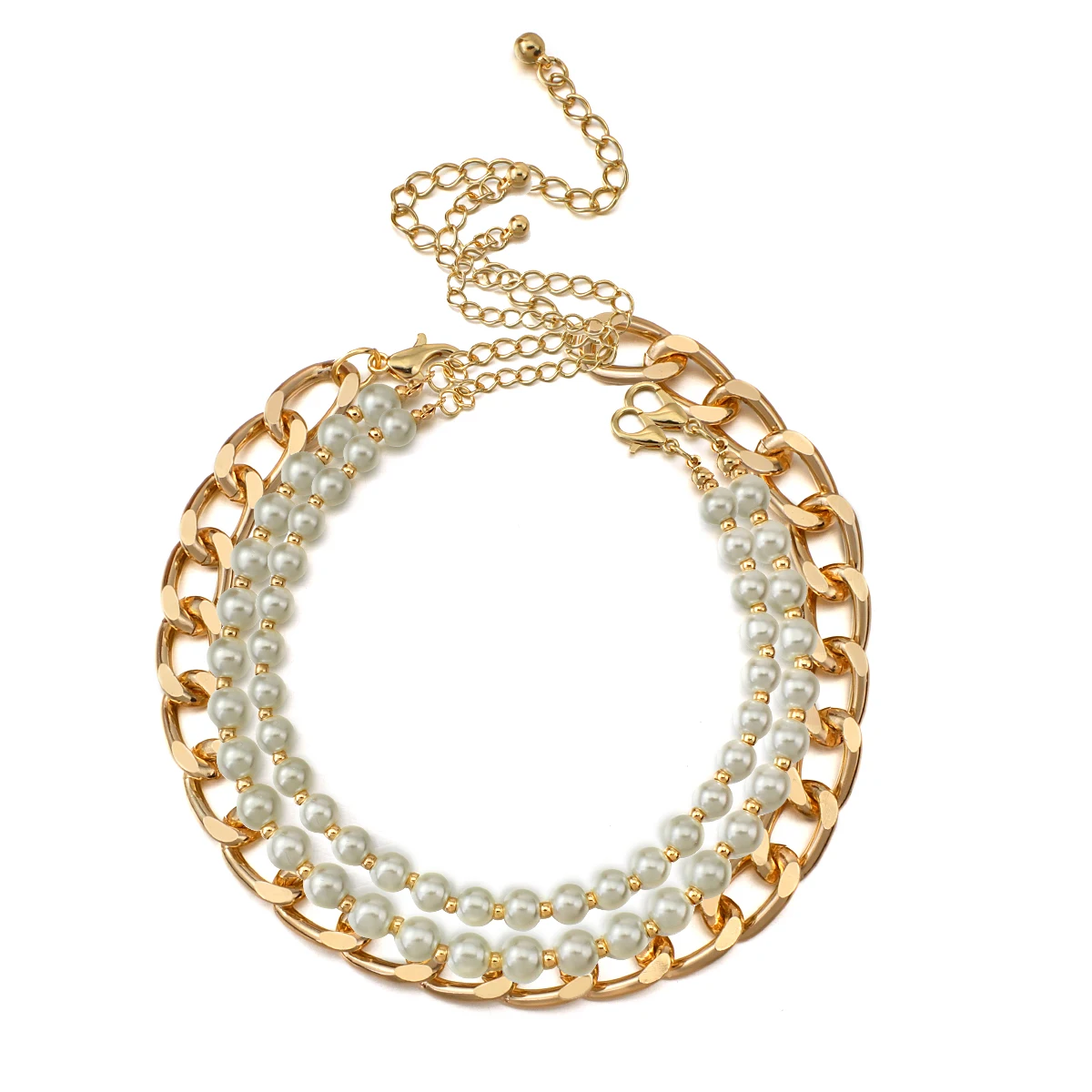 

Flashbuy Vintage Multi-layer Chain Pearl Choker Necklaces for Women Gold Color Cuban Thick Chain Necklace Statement Jewelry