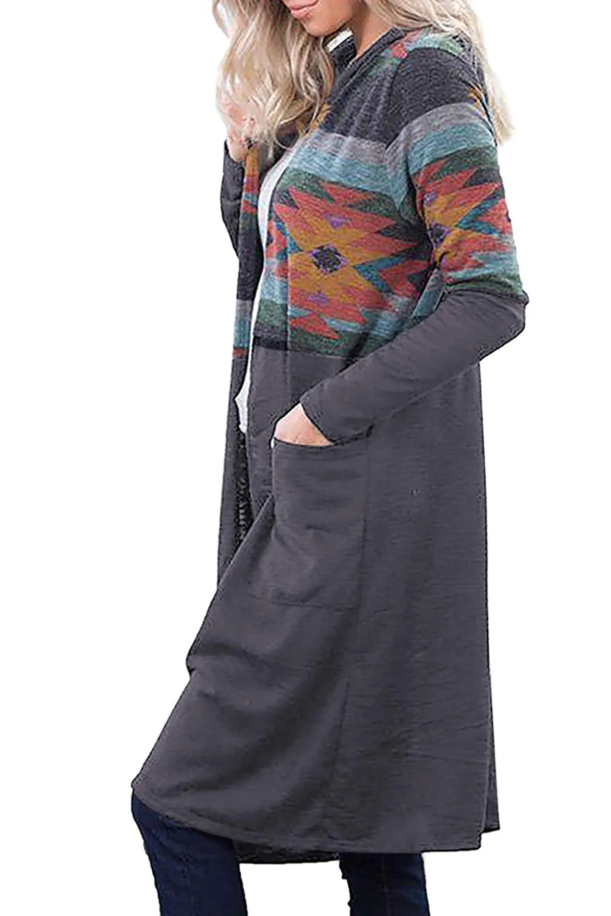 Весна Осень 2020 новый стиль Женское пальто длинный вязаный кардиган с принтом