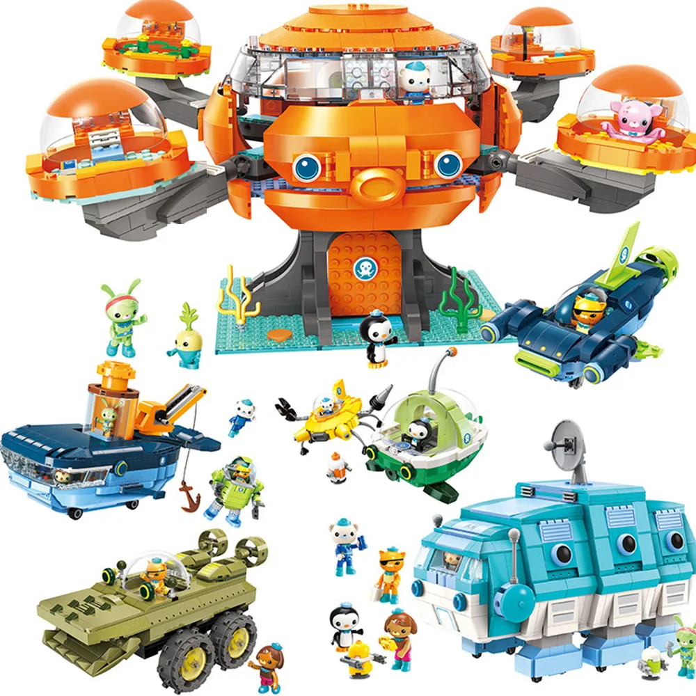 

Игрушечный набор осьминогов Les Octonauts Octopus и Barnacles kwazii, мерцание Песа, просвечивающие детали, строительный блок Octo-Pod