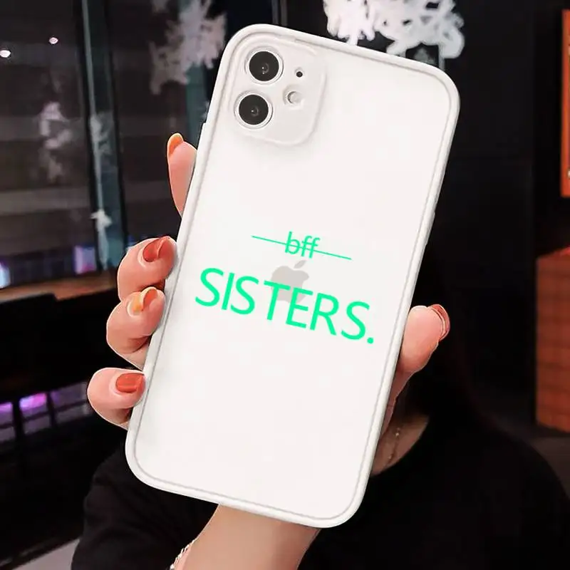 

Typographic bff Sisters Phone Case Matte Transparent for iPhone 7 8 11 12 s mini pro X XS XR MAX Plus mobile bags