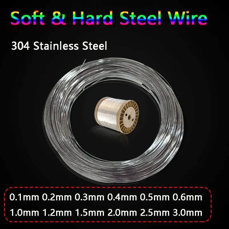 304 Stainless Steel Soft And Hard Steel Wire 0.1 0.2 0.3 0.4 0.5 0.6 0.8 1 1.2 1.5 2 2.5 3mm Round Bright Silk