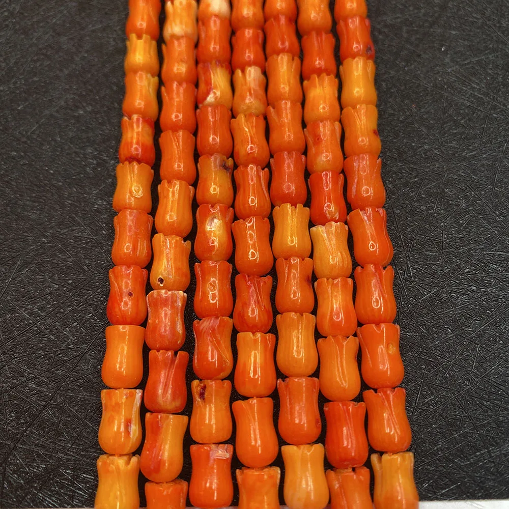 

Natural Coral beads Flower Bud Shape pink Through hole Loose Spacer Beads for Jewelry Making DIY Bracelet Necklace Accessories