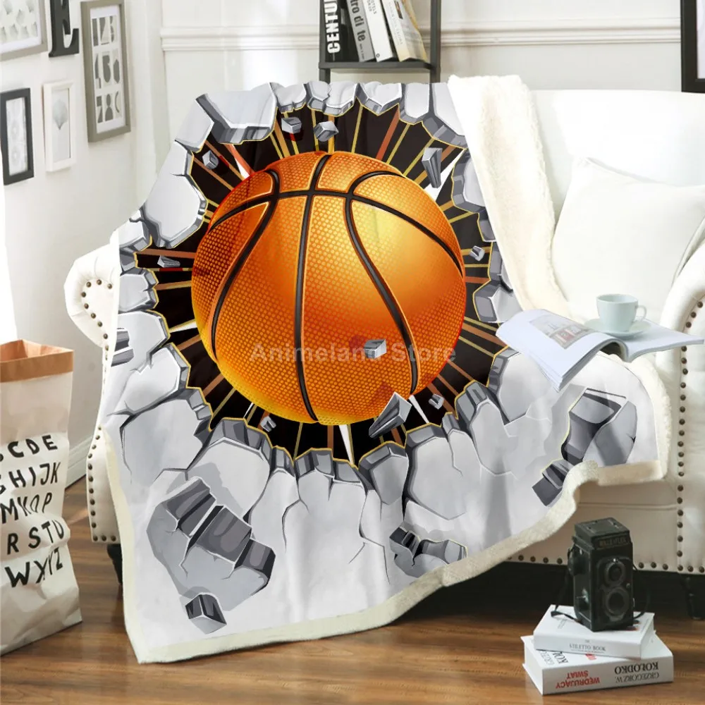 

Kids Basketball Throw Blanket 3D Print Aesthetic Fleece Blankets For Beds Home Textiles Luxury Gift Warm Cool Sports Fantasy