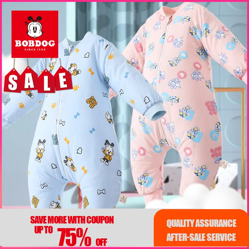 

Спальный мешок BOBDOG с разрезами для новорожденных, милый мягкий утепленный мешок для сна на молнии с длинным рукавом, одежда для детей 0-24 мес...