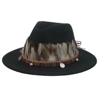 winter women hats new jazz caps vintage belt feather men hat fedora newsboy western cowboy women felted hats sombreros de mujer