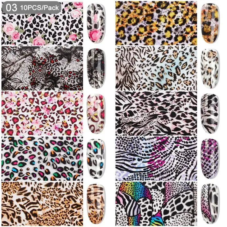 set-3 10pcs 10 шт./упак. Хэллоуин тема Фольга для ногтей наклейки переводные наклейки бумага цветной дизайн ногтей украшения для УФ гель ногтей дизайн - Цвет: set-3 10pcs