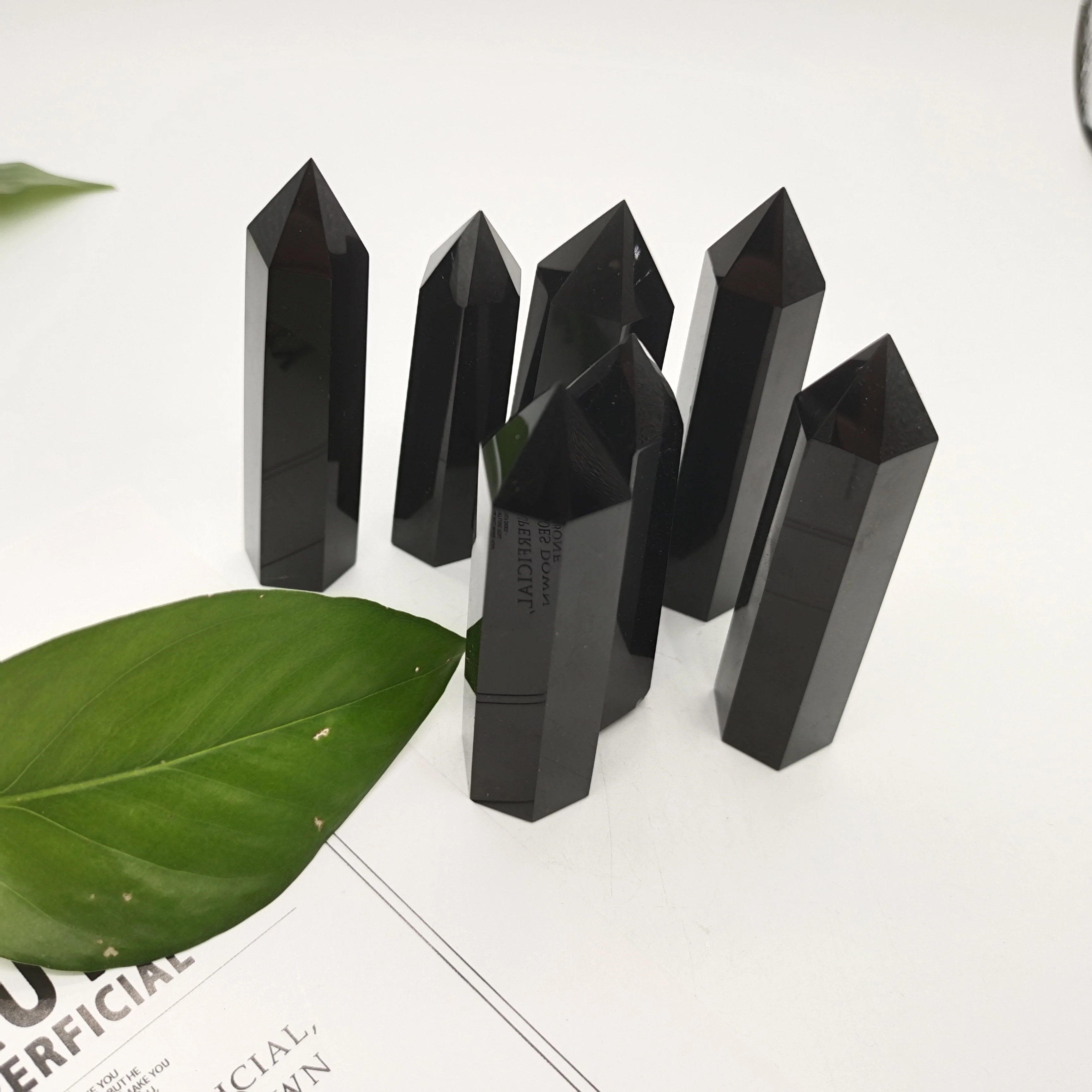 Natural obsidian Crystal Ornament Hexagonal Point Home Decoration Office For spirit Healing Energy Stone Mineral | Дом и сад
