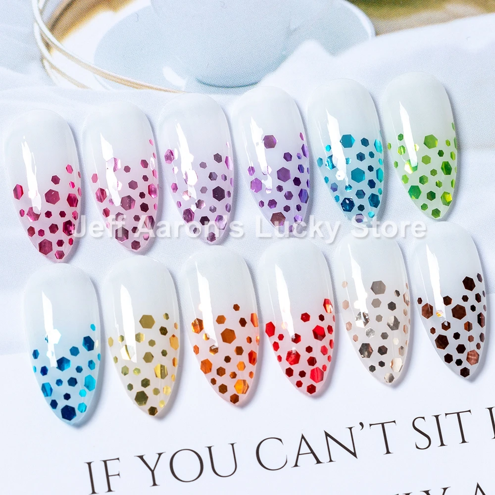 1 горшок поддельные ногти аксессуары шестигранные голографические блестящие