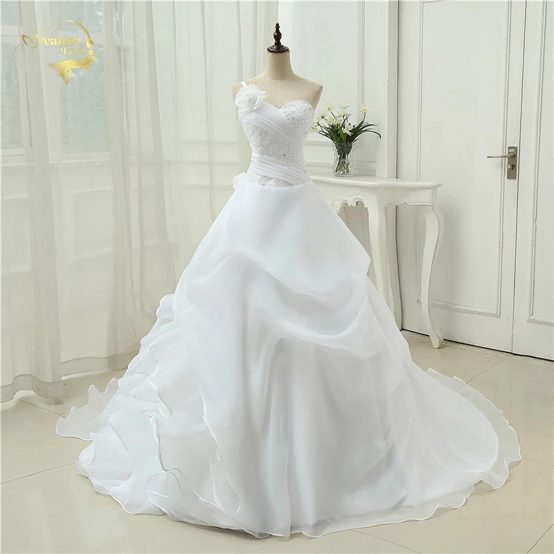 Vestido De Noiva трапециевидной формы на одно плечо Свадебные Аппликации Кружева халат