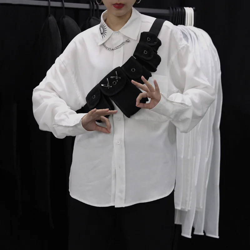 LANMREM 2020 Весна Новый дизайн вышивка лацканы Простой Длинный рукав сплошной цвет