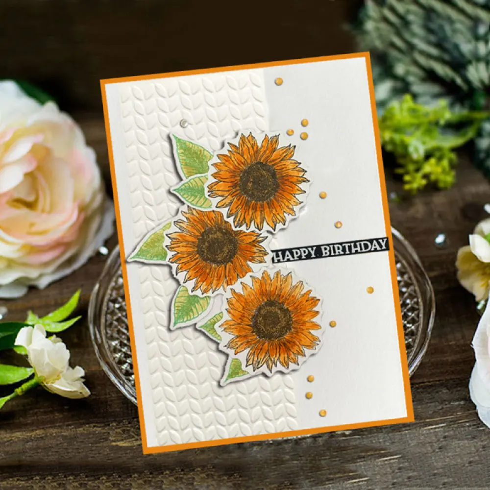 

Sunflower Leaves Background Transparent Clear Stamps for DIY Scrapbooking Card Making Kids Birthday Fun Decoration Supplies