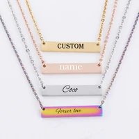 customized letter bar necklace stainless steel personalized name necklace 4 colors pendant engrave word letters jewelry