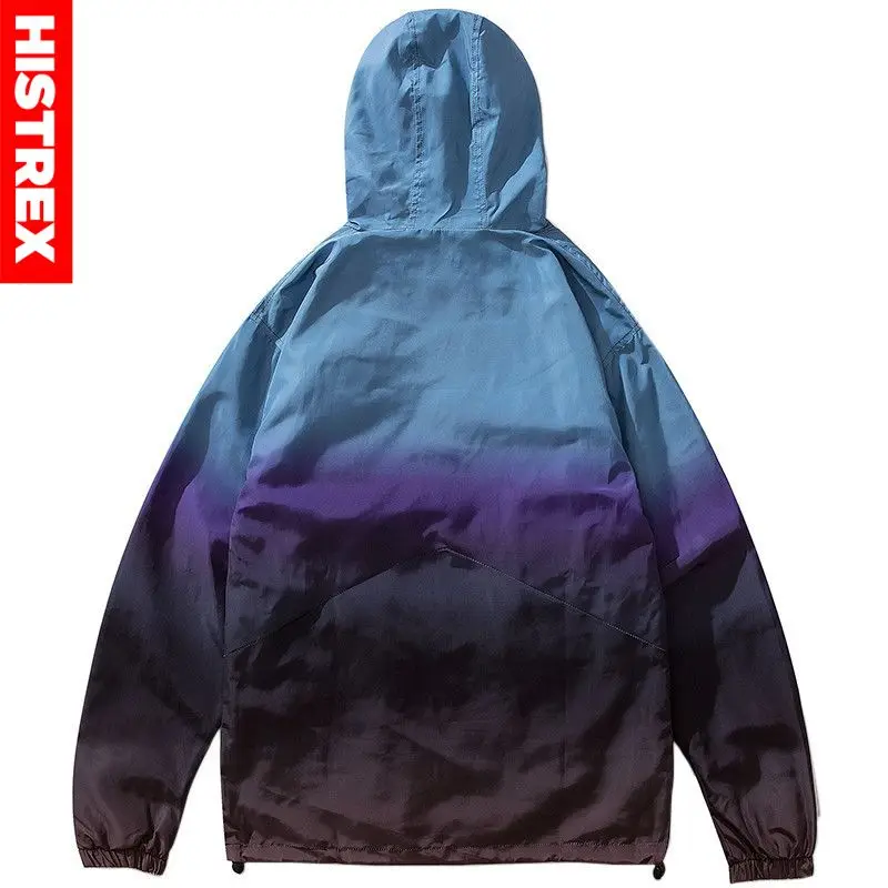 Мужская куртка в стиле хип хоп ветровка уличная одежда Харадзюку с градиентными
