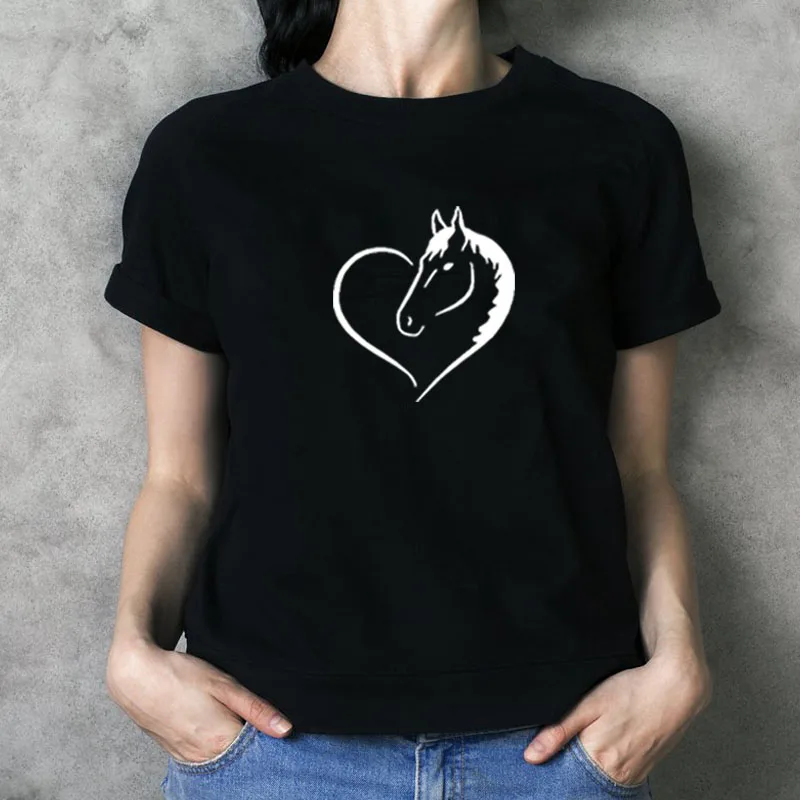 Женская футболка с круглым вырезом Love Heart хлопковая свободная короткими рукавами