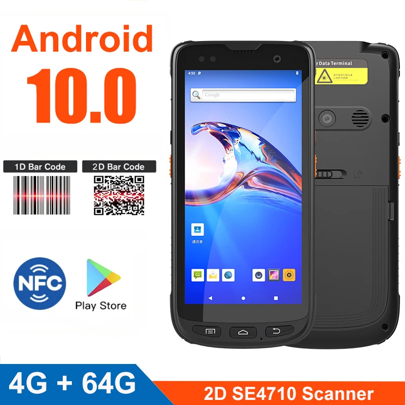 

Android 10.0 4G RAM 64G Octa-Core CPU Handheld Warehouse Data Terminal 1D 2D Barcode Scanner SE4710 WiFi 4G Bluetooth GPS PDA