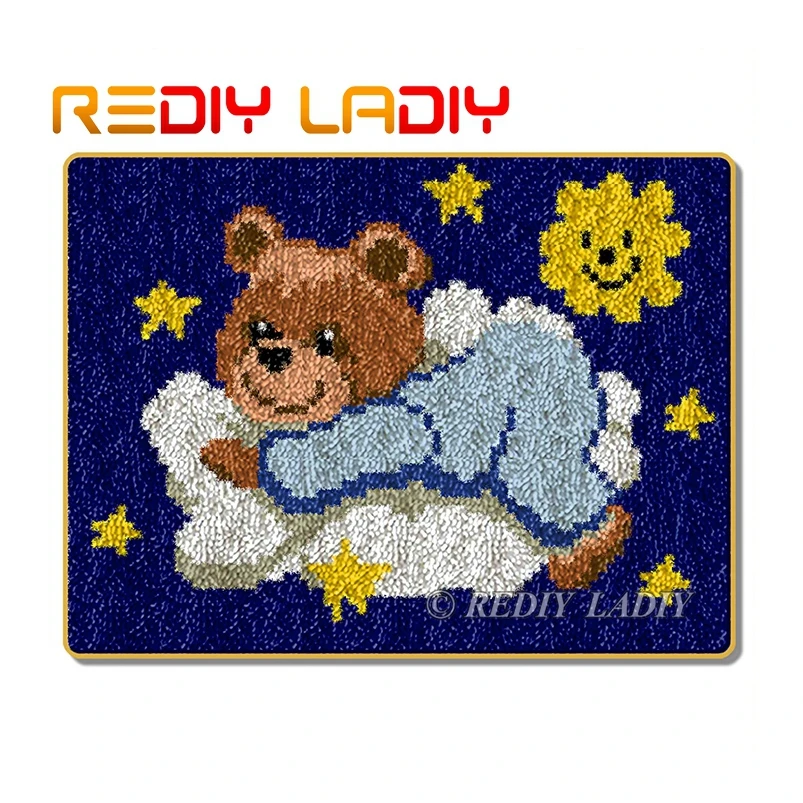 Набор крючков с застежкой вязаный ковер синий медведем из акриловой пряжи