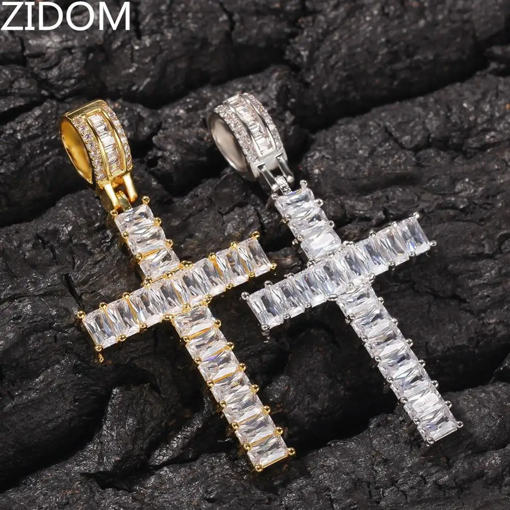 Мужские ожерелья в стиле хип хоп со льдом и блестящим крестом высокое качество AAA