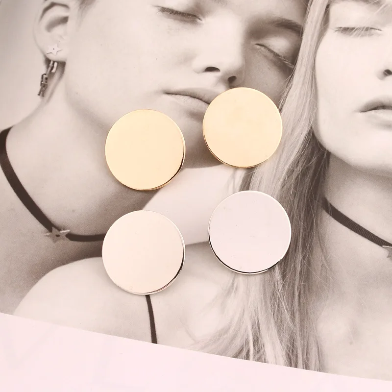 

e912 Round Shaped Golden Earrings Simple Metal Vintage Earrings For Women Fashion Jewelry Girls Earring brincos 2019